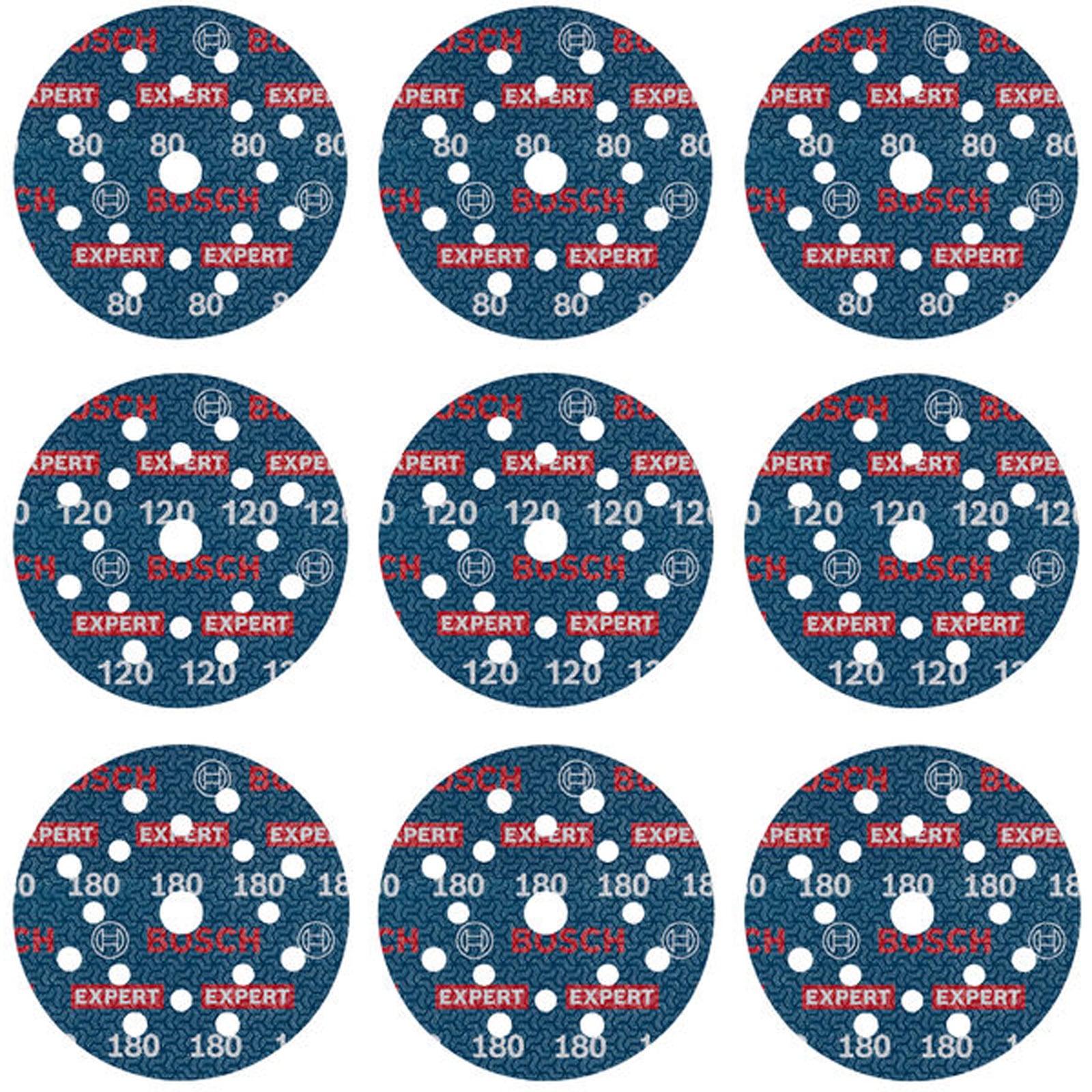 Bosch EXPERT O780 Folienschleifscheiben-Set 125 mm G80 G120 G180 9tlg. - 2608902407
