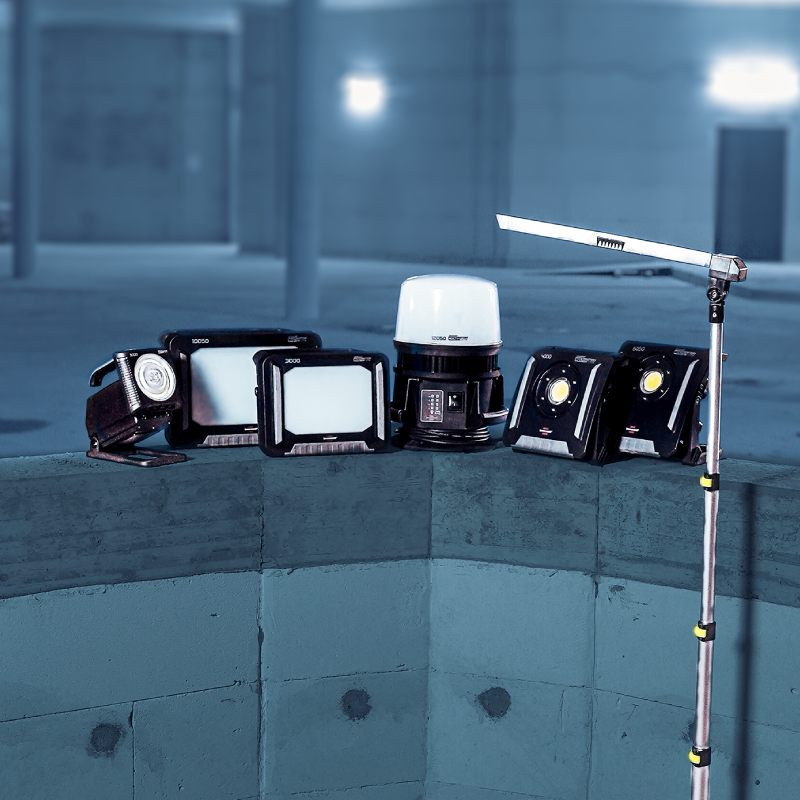 LED Arbeitsstrahler und Beleuchtungssysteme in einem Rohbau