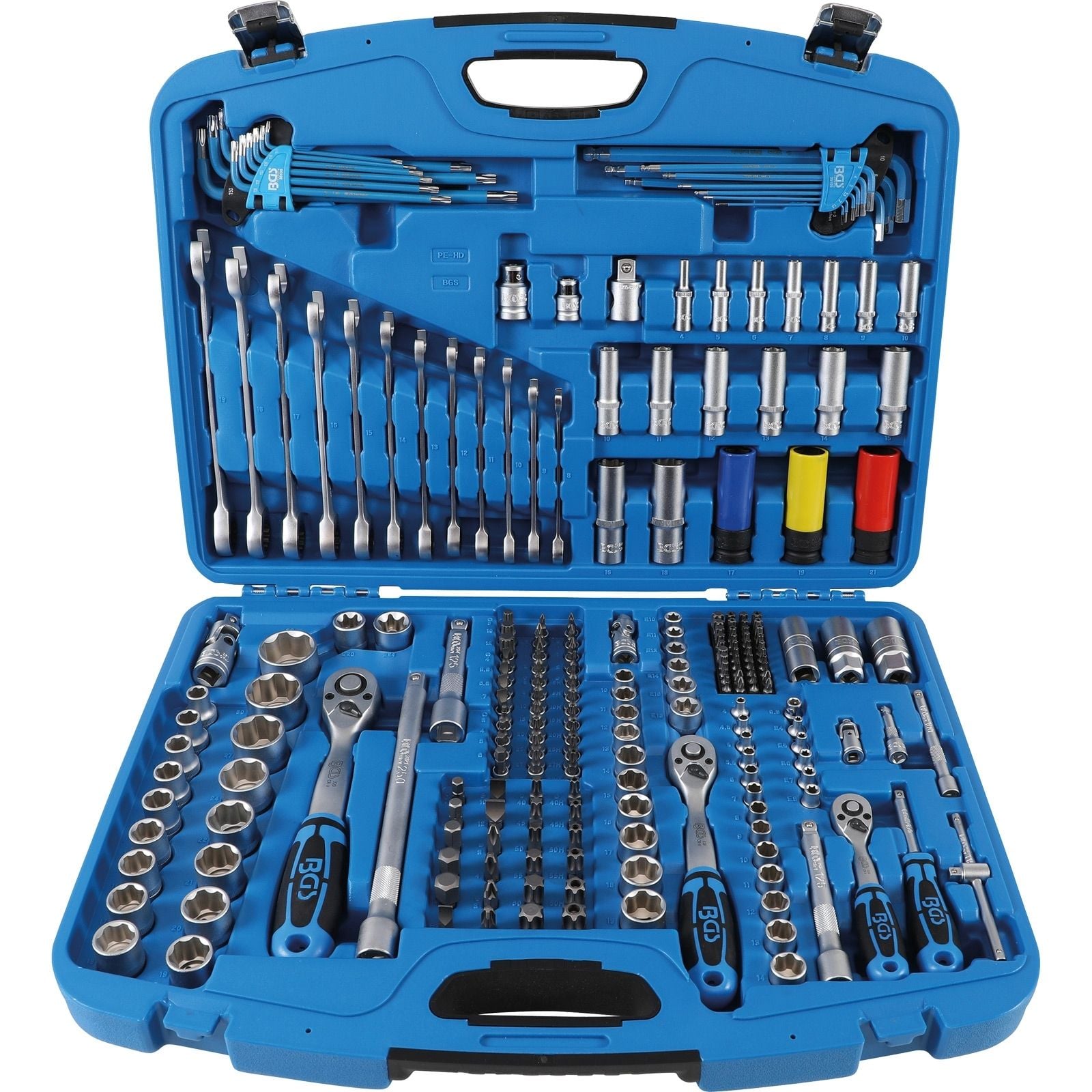 BGS Steckschlüssel-Satz Wellenprofil Antrieb 6,3 mm (1/4") / 10 mm (3/8") / 12,5 mm (1/2") 218tlg. - 8820