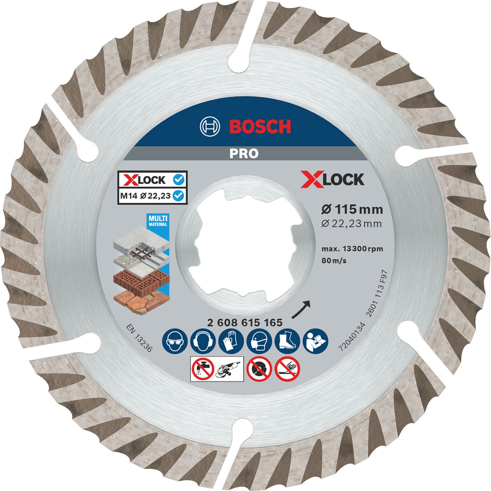 Bosch PRO Multi Material X-Lock Diamanttrennscheibe 115 x 22,23 mm 22,23 mm - 2608615165