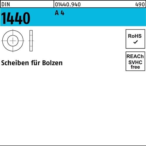 Scheibe DIN 1440 f.Bolzen 6x 12x 1,6 A 4 500 Stück