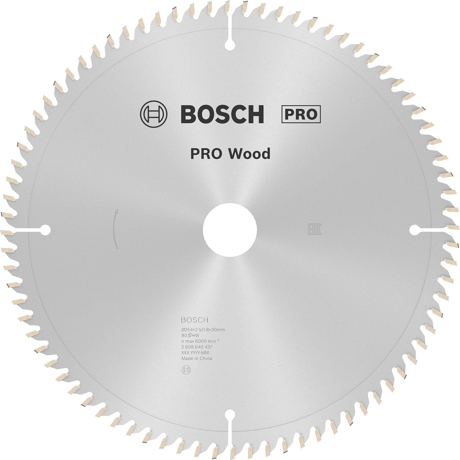 Bosch PRO Wood Kreissägeblatt 254 x 2,5 x 30 mm - 2608640437