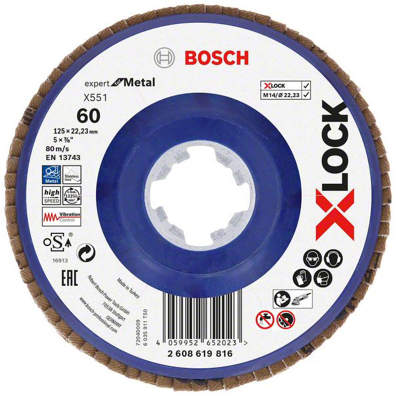 Bosch X-LOCK-Fächerschleifscheibe X551, Expert for Metal, K: 60, 125 mm - 2608619816