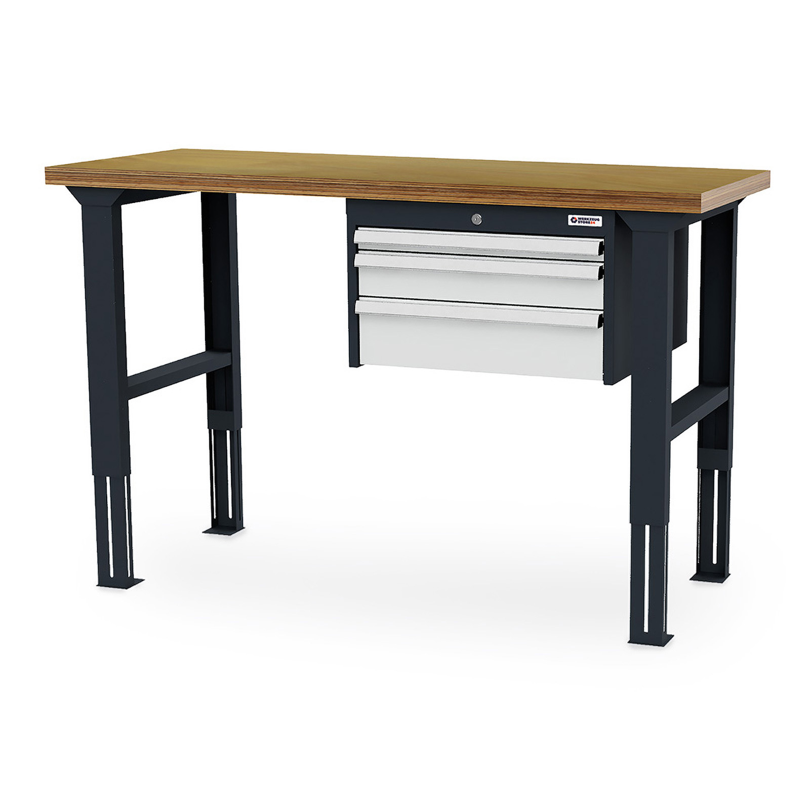 WS24 Arbeitstisch höhenverstellbar Schubladen: 1 x 50 1 x 100 1 x 150 B x T x H 1.500 x 600 x 760-1060 mm - WS24-100404