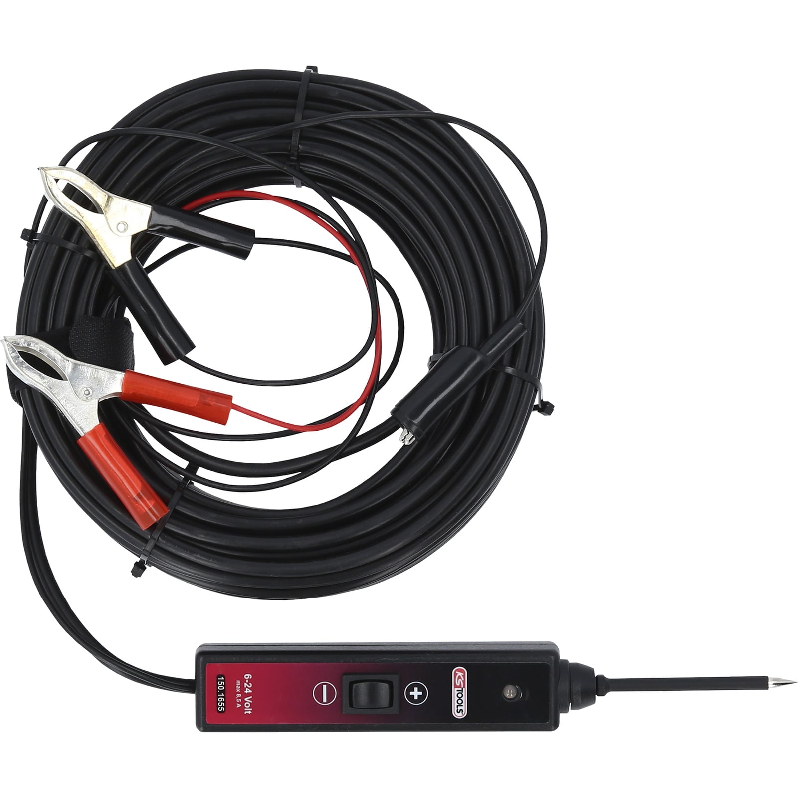 KS TOOLS Funktionsprüflampe 6-24V DC mit 25 Meter Kabel - 150.1655