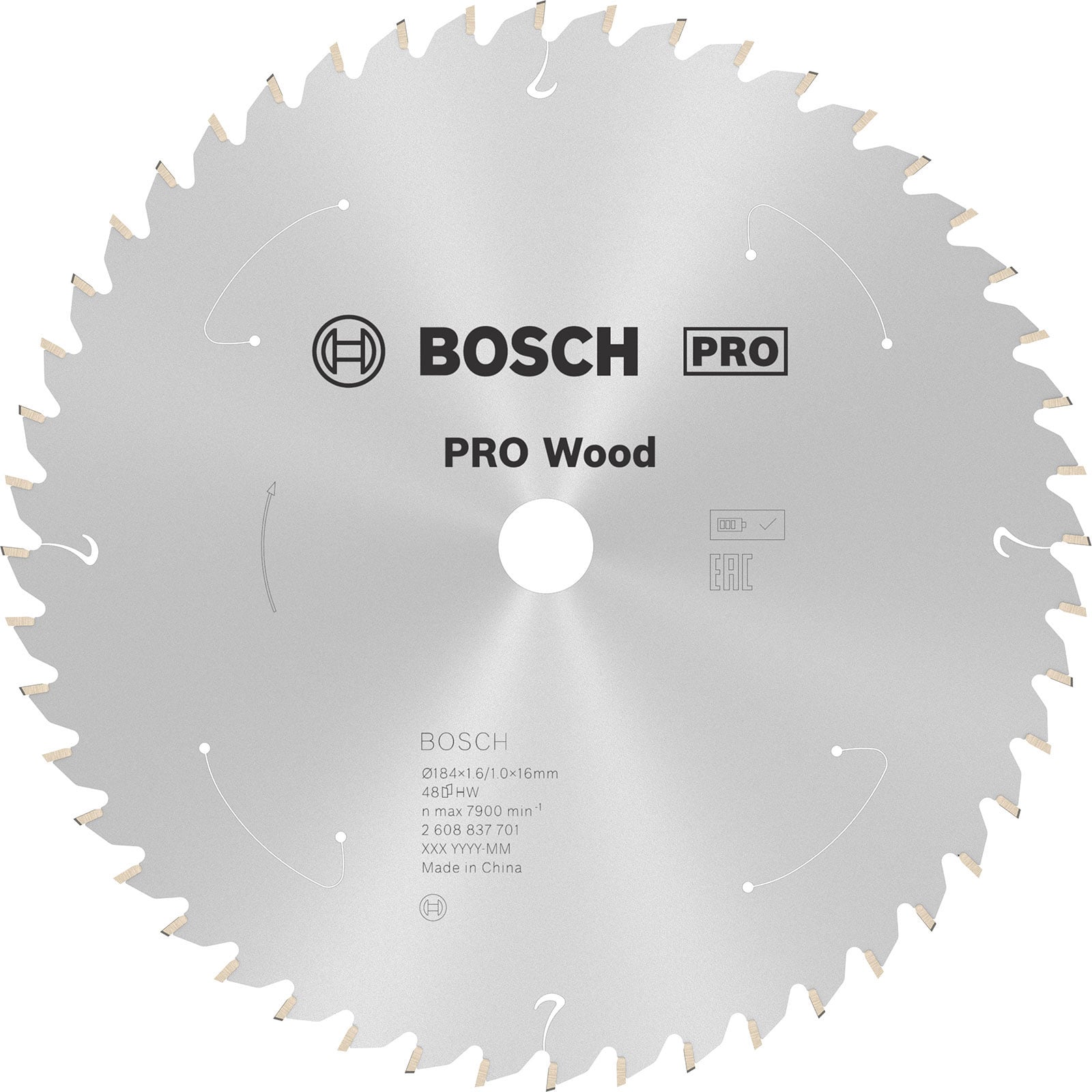 Bosch PRO Wood cordless Blatt für Kreissägen 184 x 1,6 x 16 mm - 2608837701