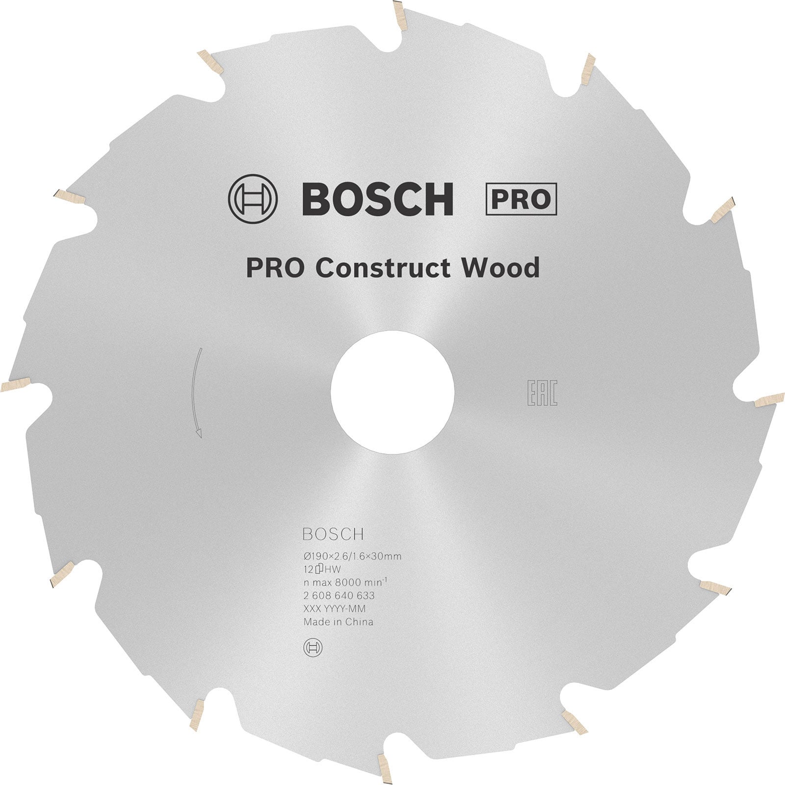 Bosch PRO Construct Wood Kreissägeblatt 190 x 2,6 x 30 mm - 2608640633