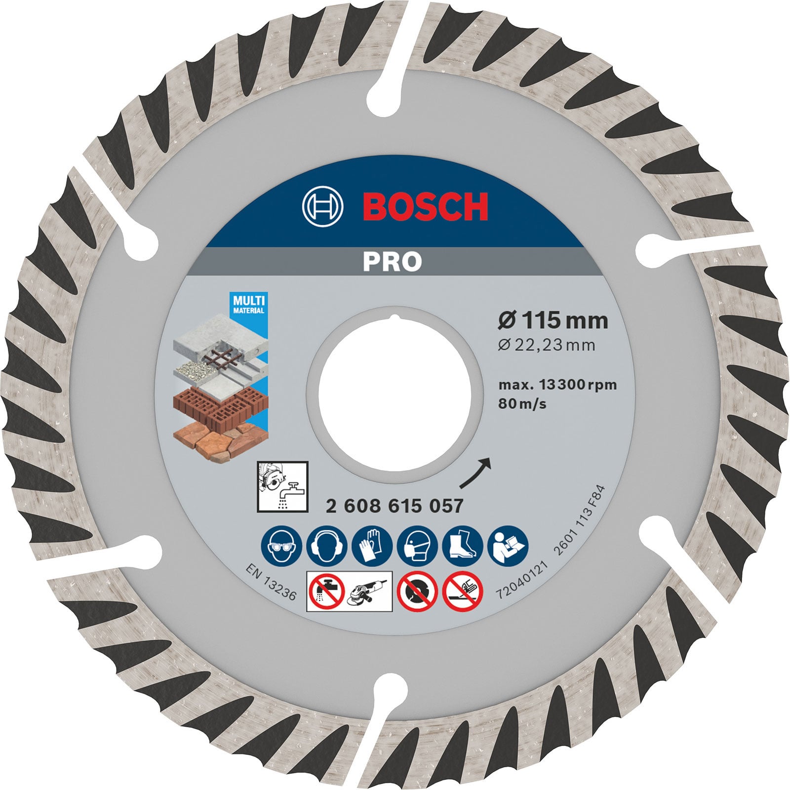 Bosch PRO Multi Material Diamanttrennscheibe 115 x 22,23 mm - 2608615057