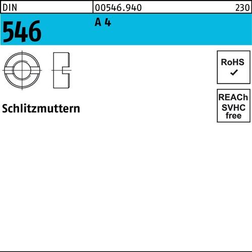 Schlitzmutter DIN 546 M8 A 4 50 Stück
