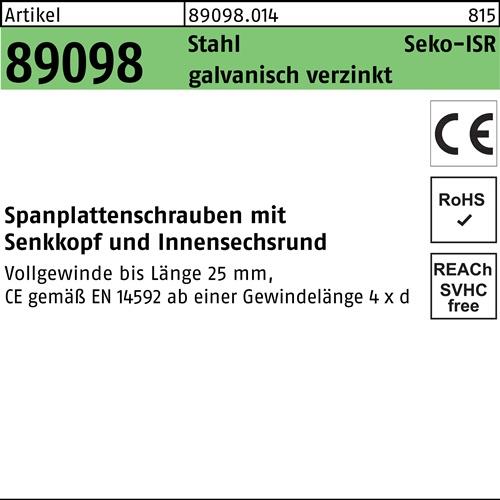 Spanplattenschraube R 89098 SEKO VG ISR 3 x 12 -T10 Stahl galv.verz. 200St. FS