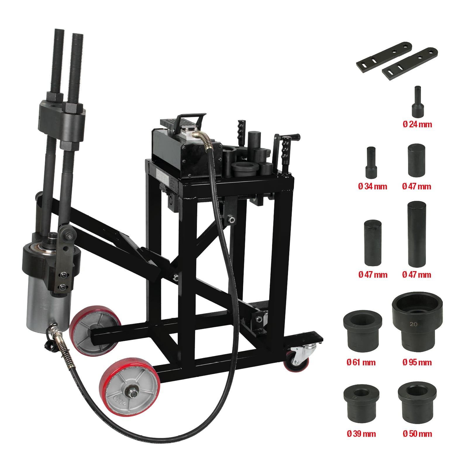 KS TOOLS Achsschenkelbolzen-Presse 75t mit Hülsen-Satz 29tlg. - 460.3620