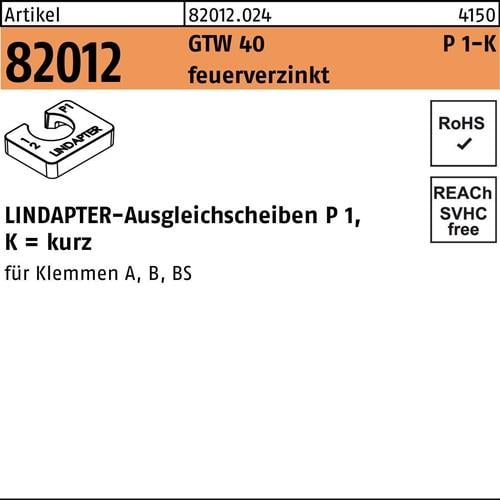 Ausgleichscheibe R 82012 GTW 40 P1 M12/6,0 feuerverz. 1 Stück LINDAPTER