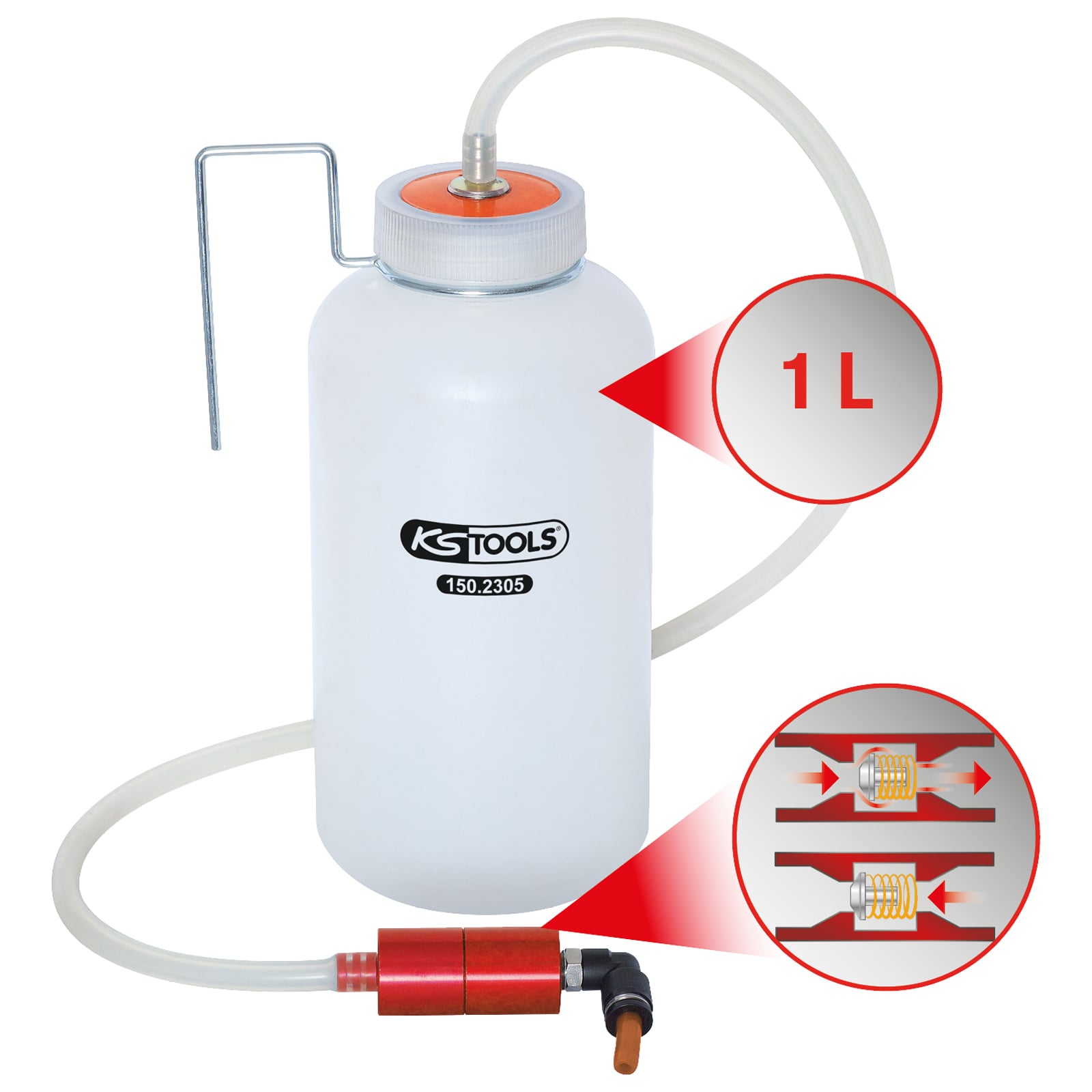 KS TOOLS Ein-Mann-Bremsenentfüfter mit Auffangflasche - 150.2305