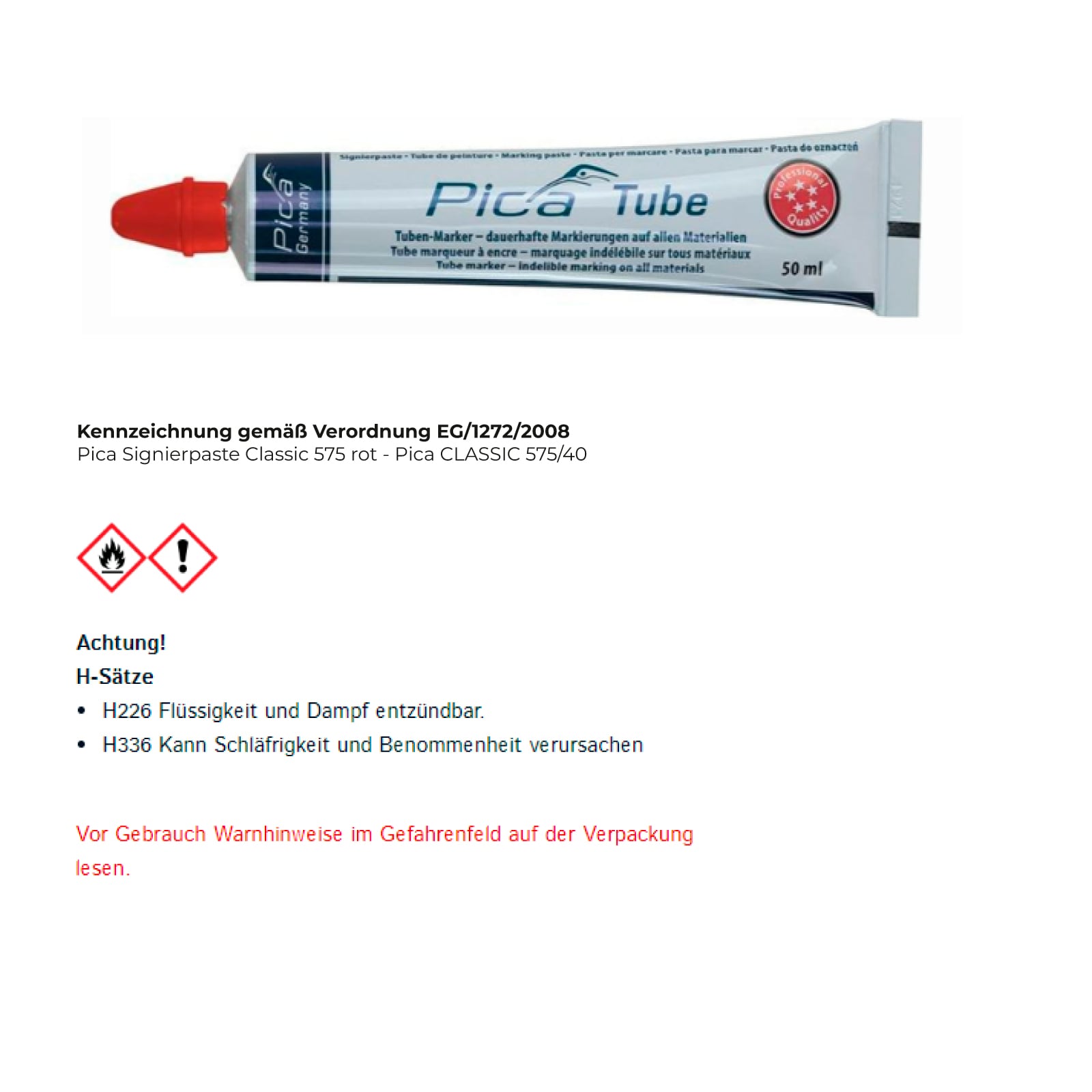 Pica Signierpaste Classic 575 rot - Pica CLASSIC 575/40