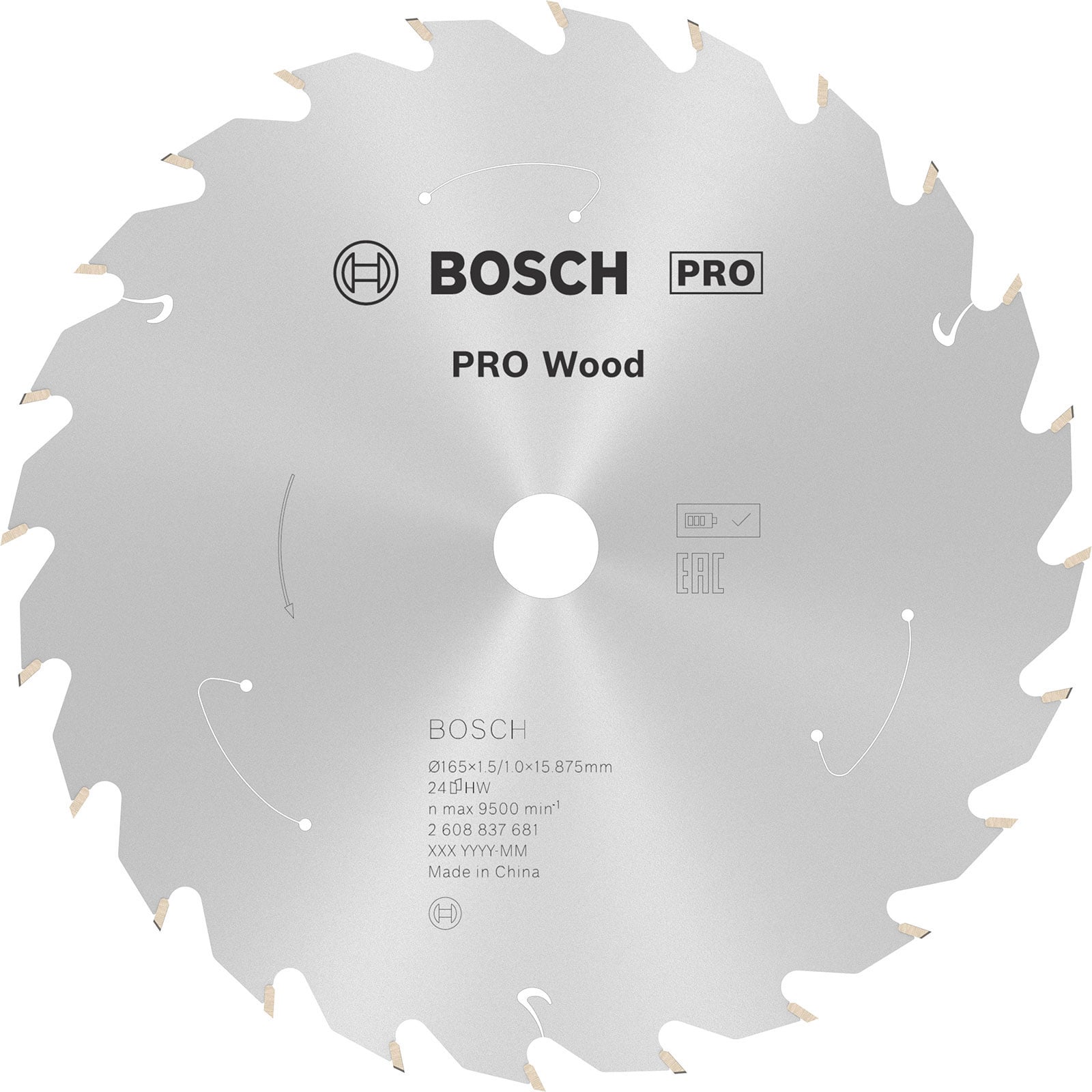 Bosch PRO Wood cordless Blatt für Kreissägen 165 x 1,5 x 15,875 mm - 2608837681