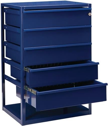 Thekenschrank LOGS 190 H795xB540xT390mm 5 Schubl.Fbd.blau RAL 5022 LOGS - LOGS 190 RAL 5022