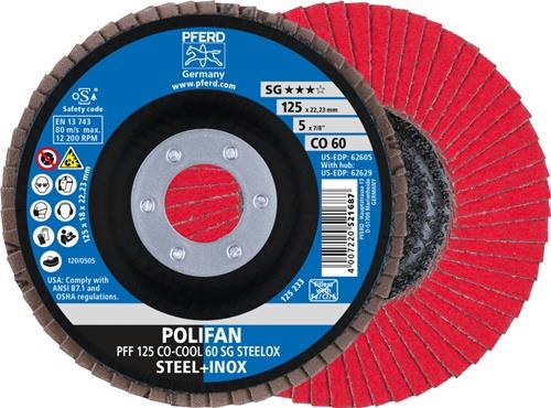 Fächerschleifscheibe POLIFAN D.125mm K.60 fl.STA Keramikkorn CO-COOL