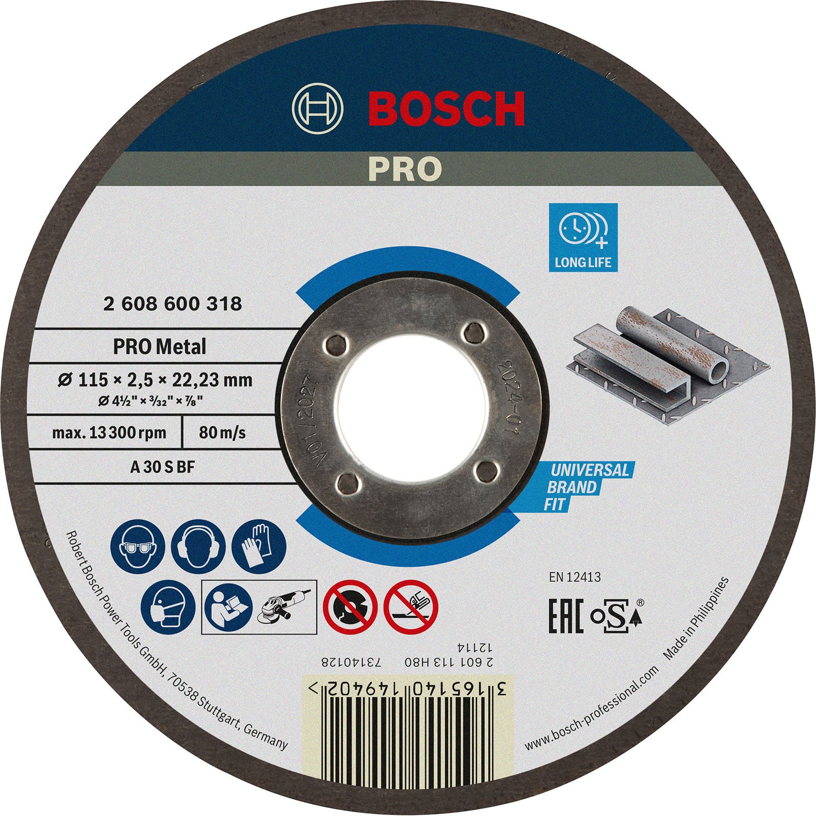 Bosch PRO Metal Trennscheibe 115 x 2,5 x 22,23 mm - 2608600318