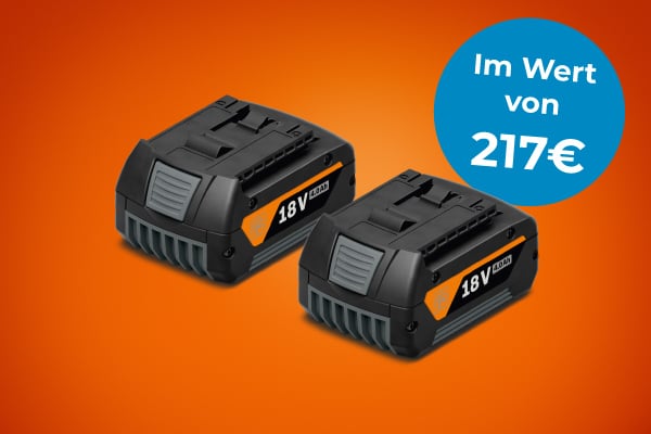 Zwei FEIN GBA 18V 4Ah Akkus als Gratisprämie