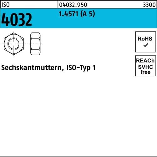 Sechskantmutter ISO 4032 M6 A 5 100 Stück