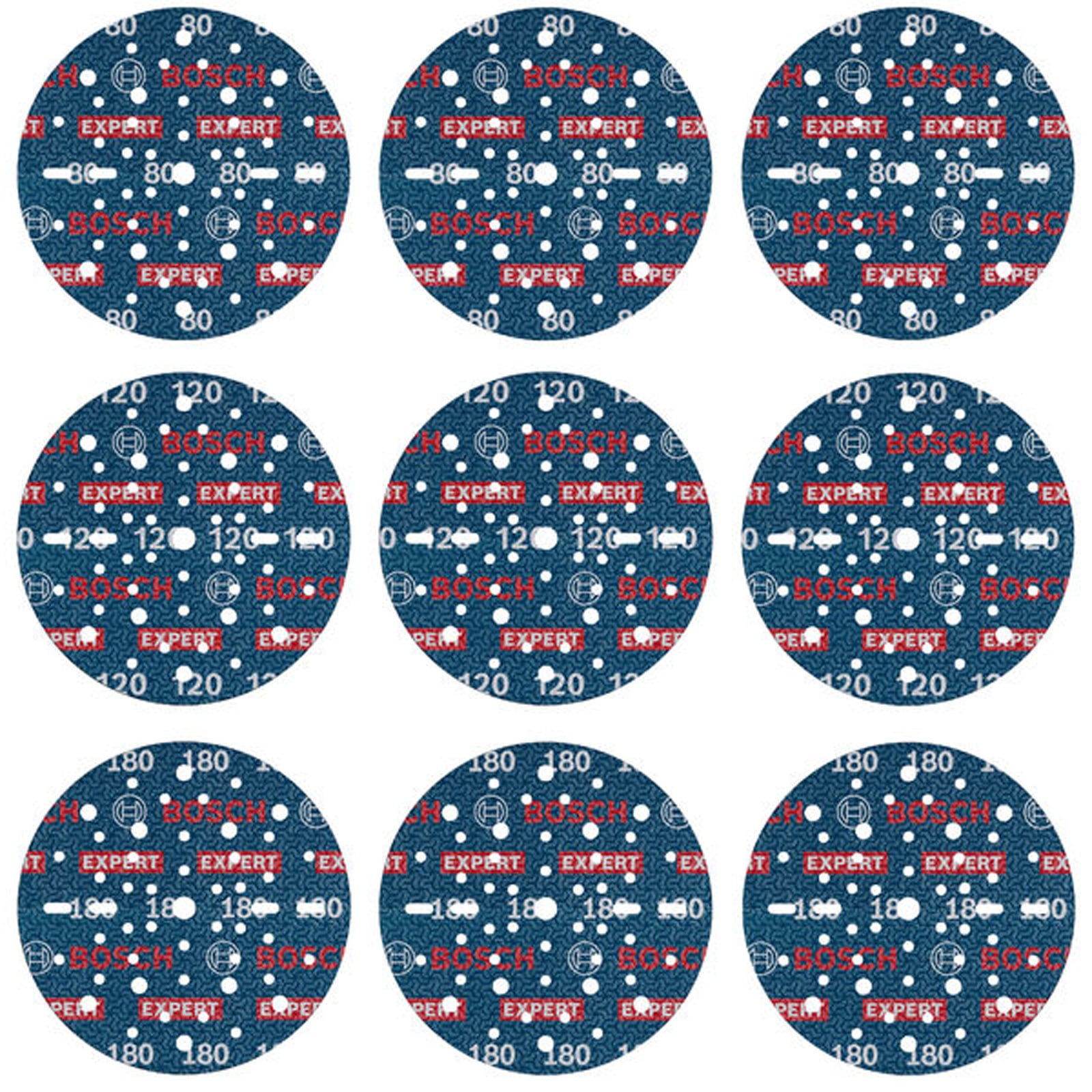 Bosch EXPERT O780 Folienschleifscheiben-Set 150 mm G80 G120 G180 9tlg. - 2608902448
