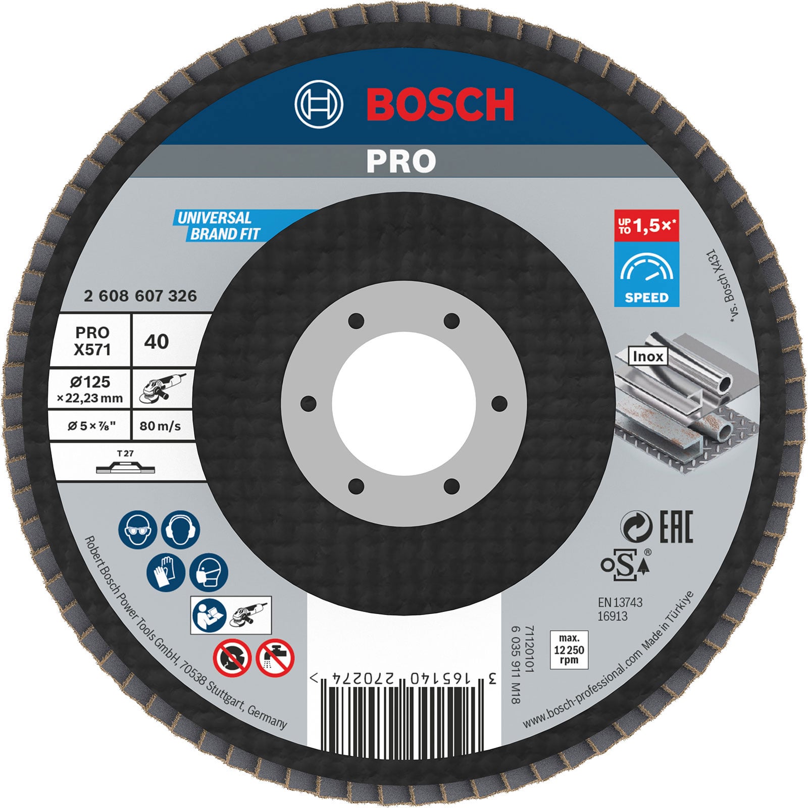Bosch PRO X571 Fächerschleifscheibe 125 mm G40 - 2608607326