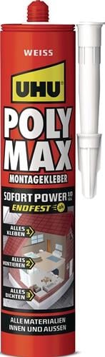 Kleb- u.Dichtstoff POLY MAX 10 SEK SOFORT POWER weiß 440g Kartusche UHU
