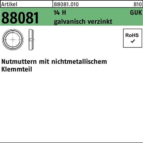 Nutmutter R 88081 m.Klemmteil GUK12/M 60x2 14 H galvanisch verzinkt 5 Stück