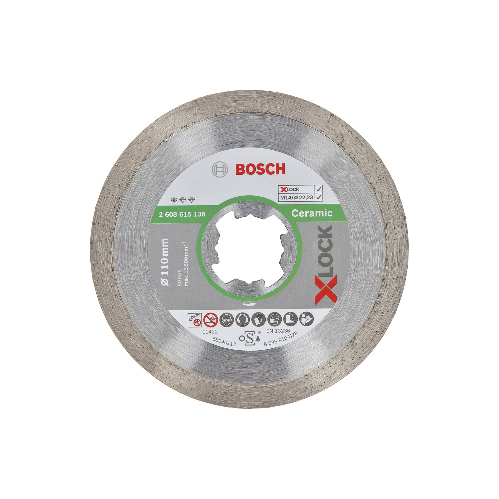 Bosch X-LOCK Diamanttrennscheibe Standard for Ceramic 110 x 22,23 x 1,6 x 7,5 mm - 2608615136