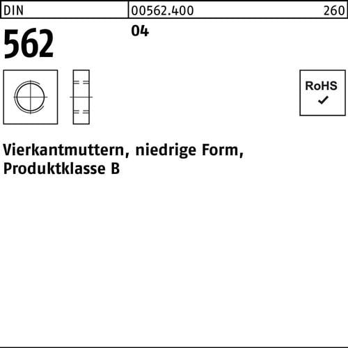 Vierkantmutter DIN 562 niedrige FormM3 Automatenstahl 100 Stück