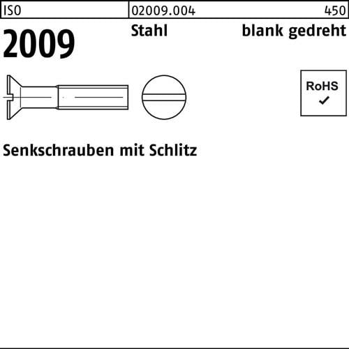 Senkschraube ISO 2009 Schlitz M1,6x 10 Stahl blank gedreht 100 Stück