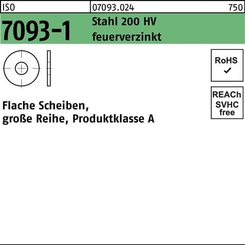 Unterlegscheibe ISO 7093-1 36 Stahl 200 HV feuerverz. 25 Stück