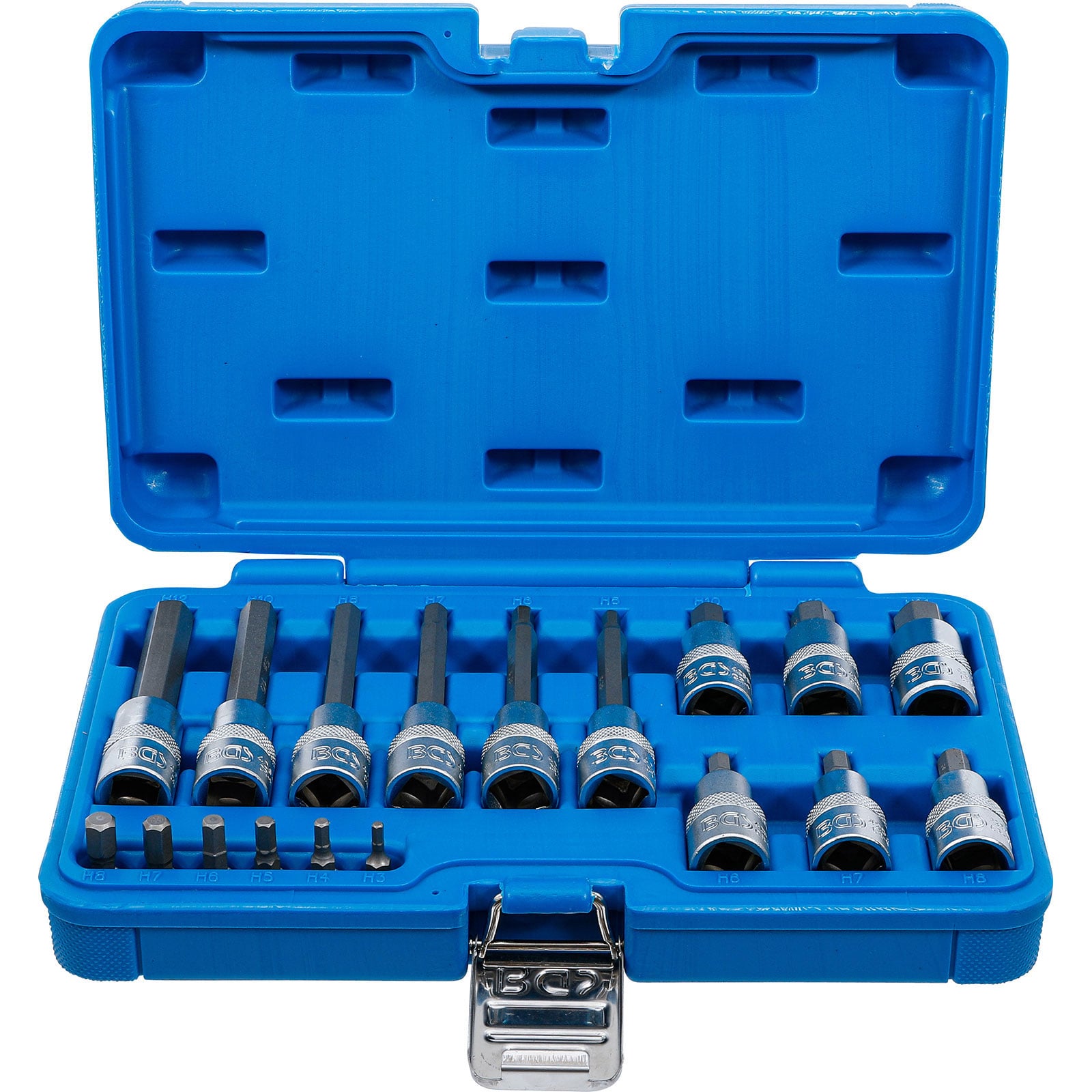 BGS Bit-Einsatz-Satz Antrieb Innenvierkant 6,3 mm (1/4") / 12,5 mm (1/2") Innensechskant 18tlg.  - 5171