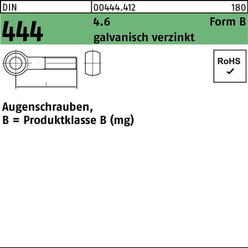 Augenschraube DIN 444 Form B BM 20 x 220 4.6 galvanisch verzinkt 5 Stück