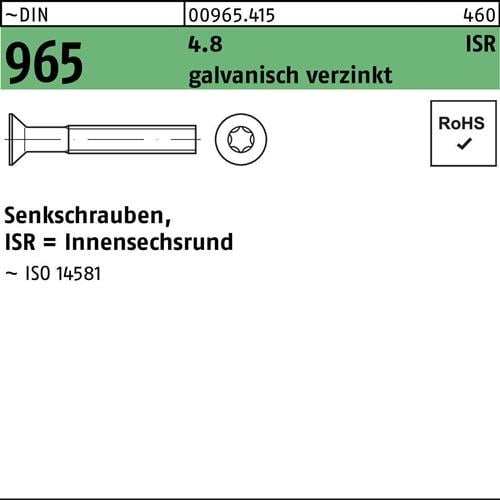 Senkschraube DIN 965 ISR M3x16-T10 4.8 galv.verz. 2000St.