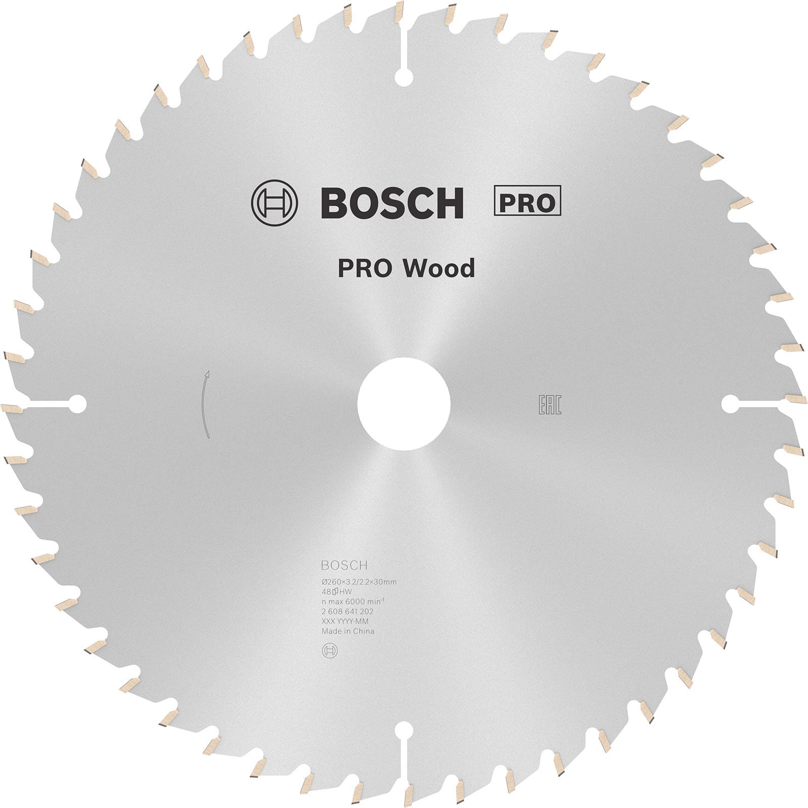 Bosch PRO Wood Kreissägeblatt 260 x 3,2 x 30 mm - 2608641202