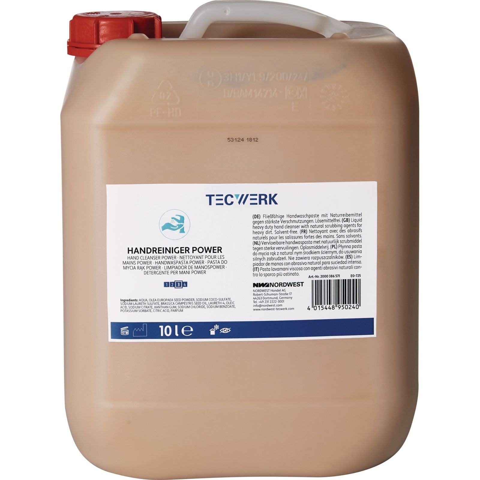 Handreiniger Power 10l seifenfrei,lösemittelfrei,parfümiert TECWERK