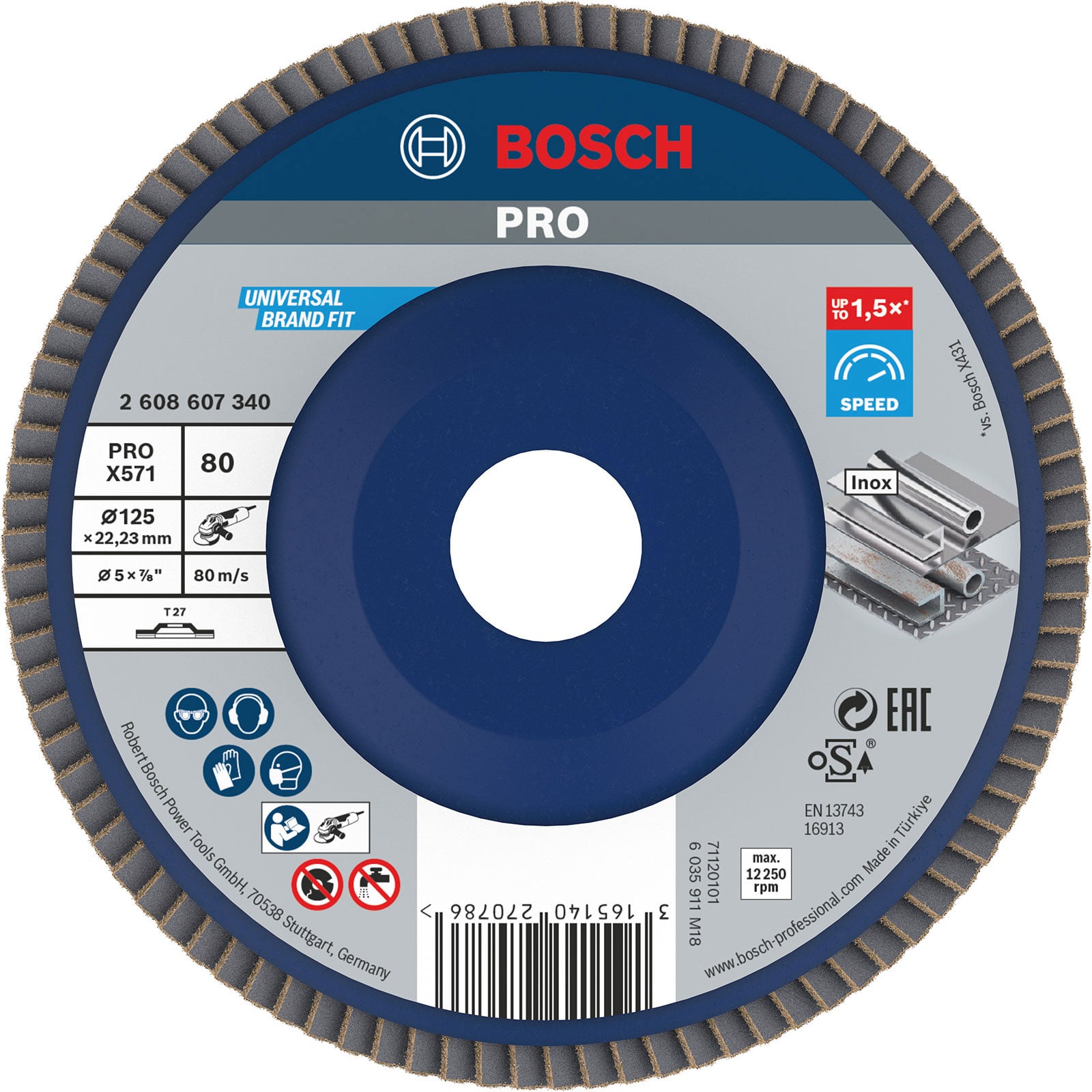 Bosch PRO X571 Fächerschleifscheibe 125 mm G80 - 2608607340