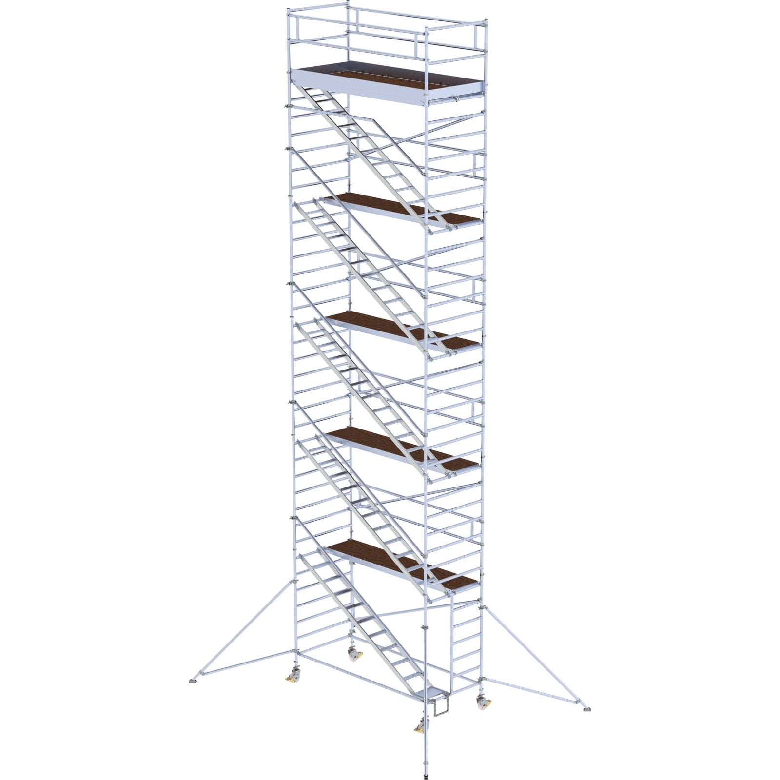 Günzburger Steigtechnik Rollgerüst 1,35 x 3 m mit Schrägaufstiegen & Ausleger Plattformhöhe 10,35 m - 167520