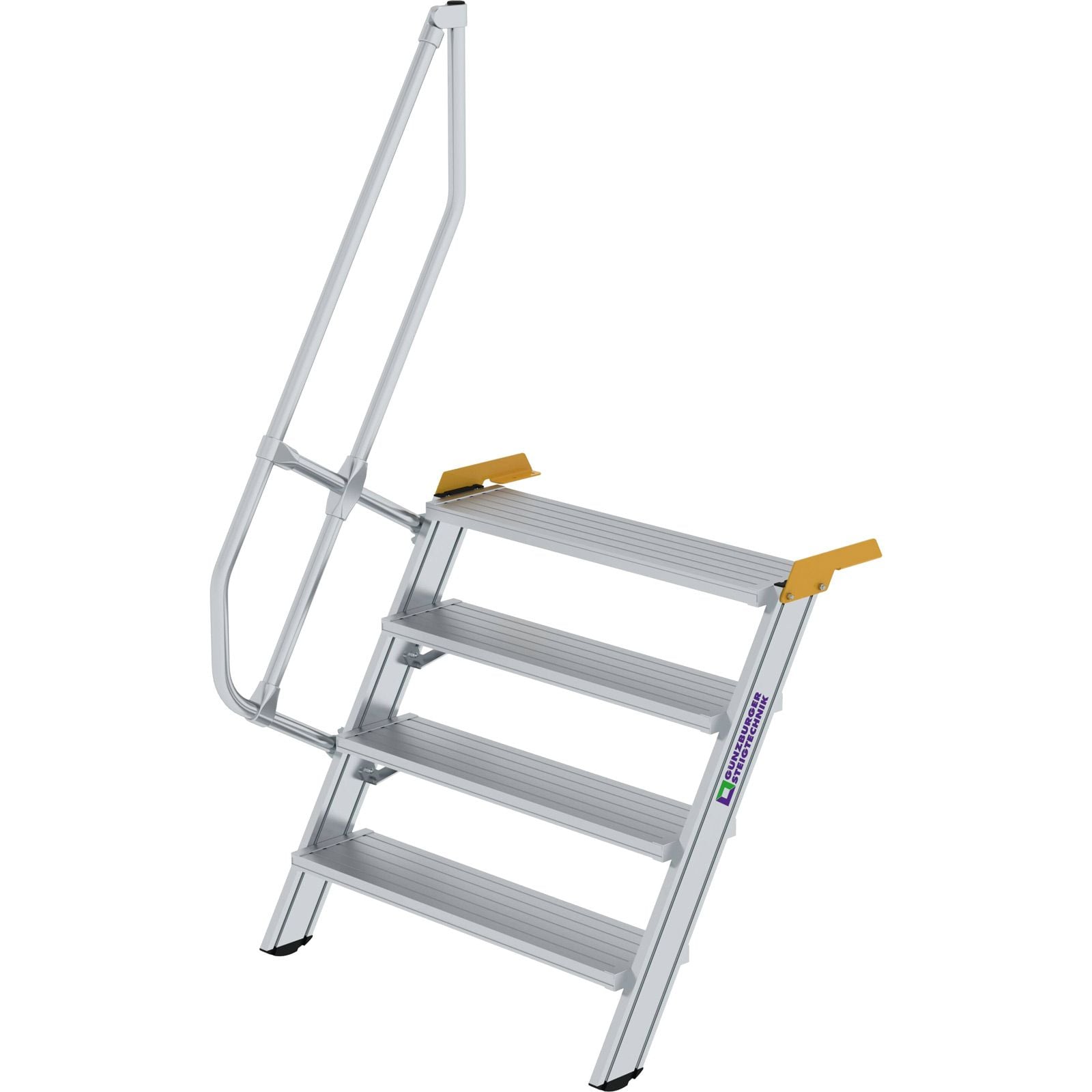Günzburger Steigtechnik Treppe 60° Stufenbreite 1.000 mm 4 Stufen Aluminium geriffelt - 600324