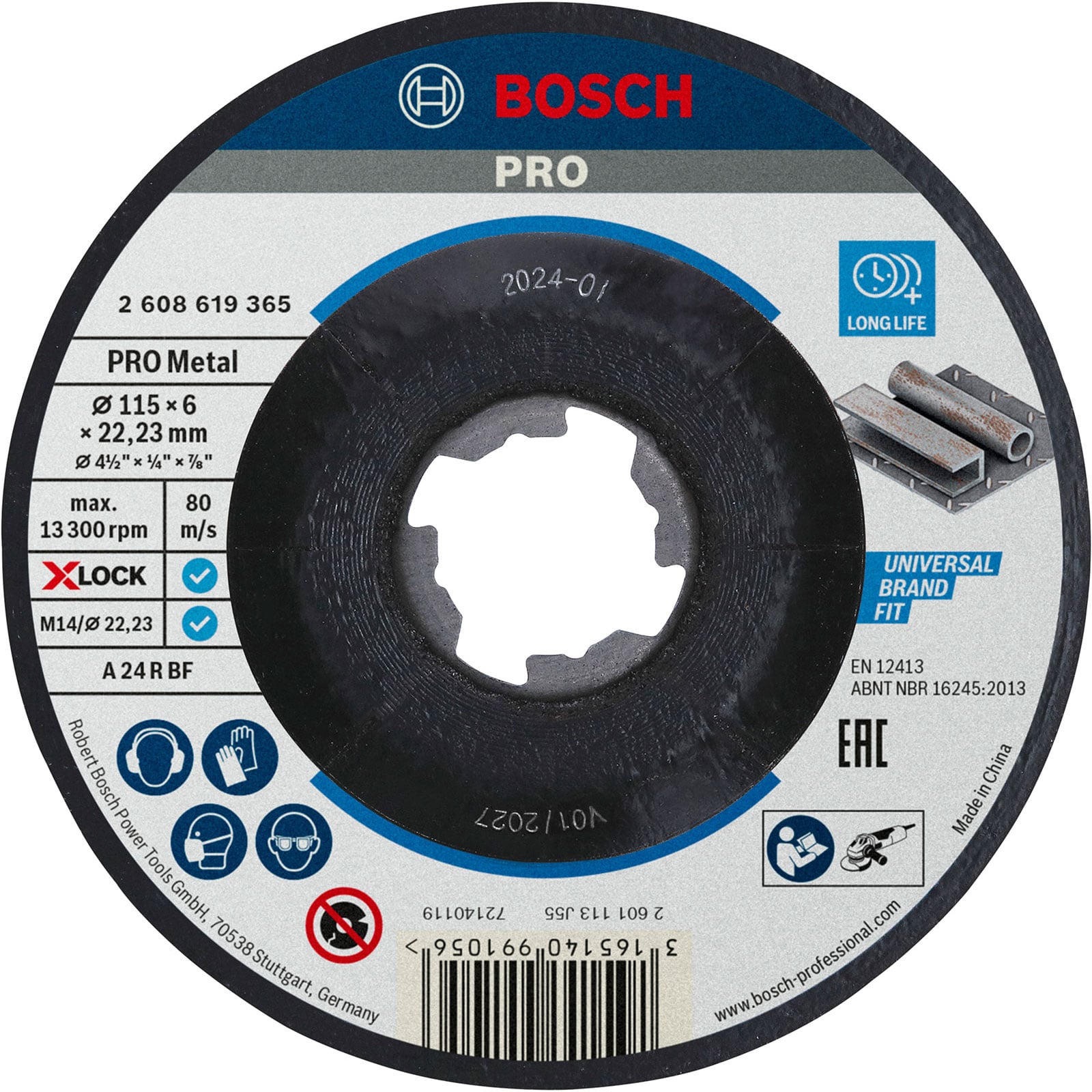 Bosch PRO Metal X-Lock Schleifscheibe 115 x 6 x 22,23 mm - 2608619365