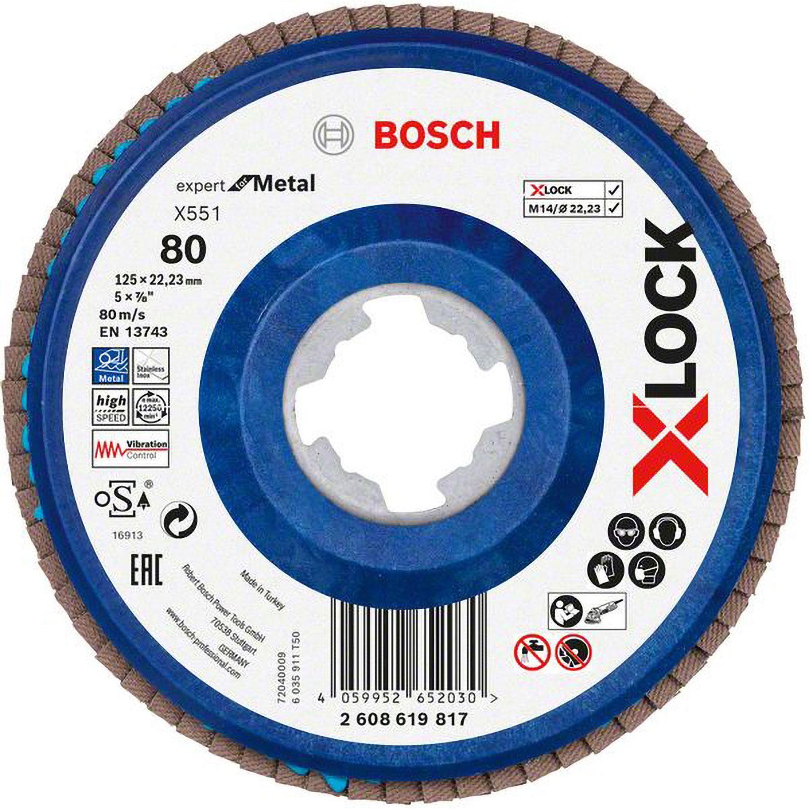 Bosch X-LOCK-Fächerschleifscheibe X551, Expert for Metal, K: 80, 125 mm - 2608619817