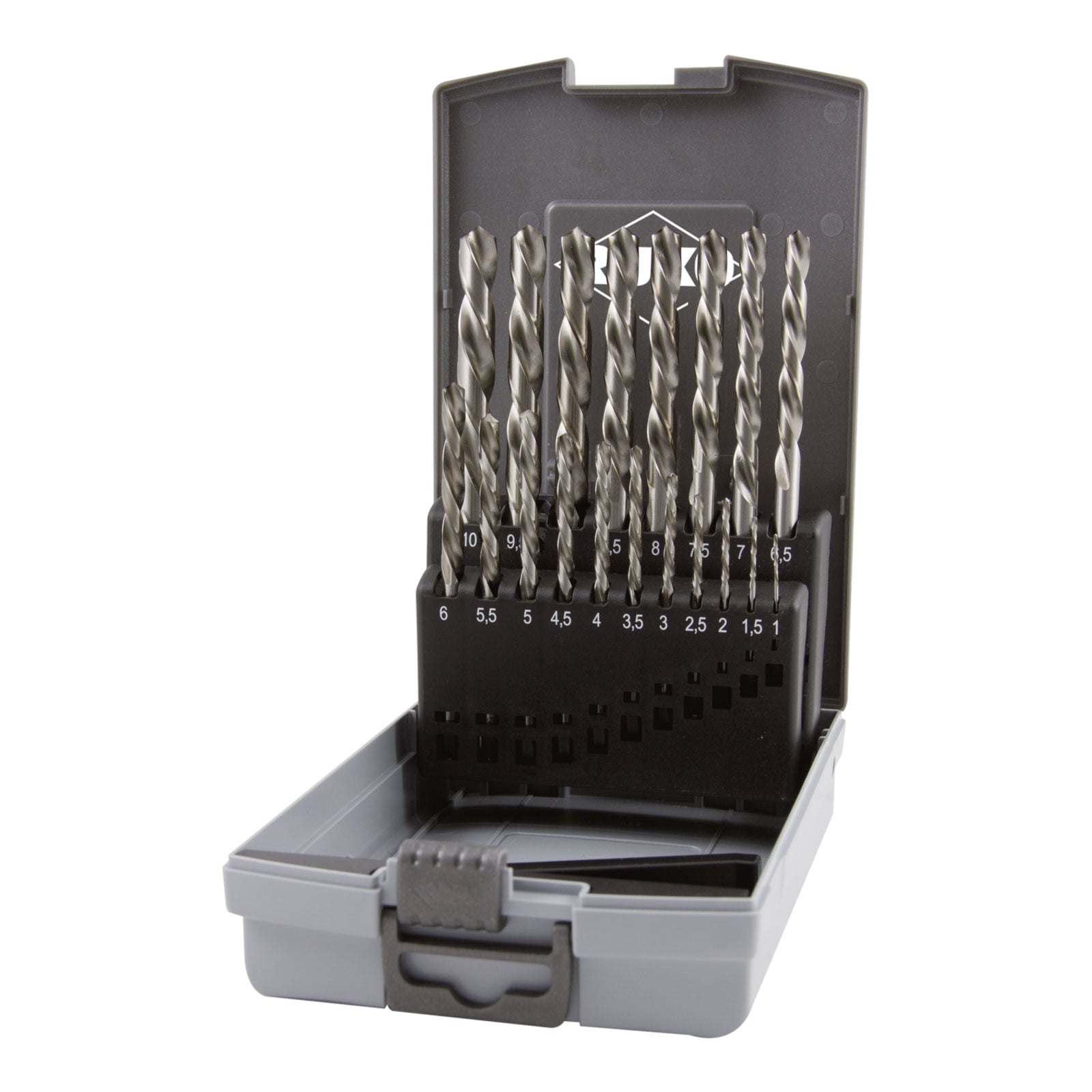 RUKO Spiralbohrer-Satz DIN 338 Typ N, HSS-G - linksschneidend in ABS-Kunststoffkassette - 19 tlg. - 214214LiRO