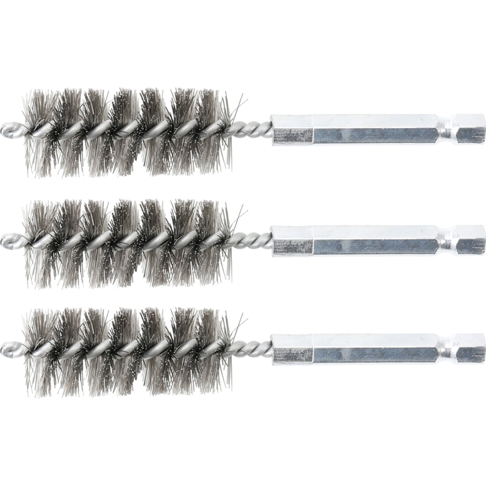 BGS Stahlbürste 18 mm Antrieb Außensechskant 6,3 mm (1/4") 3tlg. - 3078-18-S