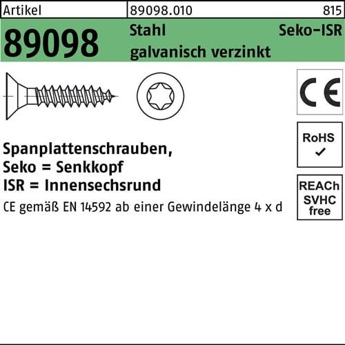 Spanplattenschraube R 89098 SEKO ISR VG 4x40-T20 Stahl galv.verz. 1000St.