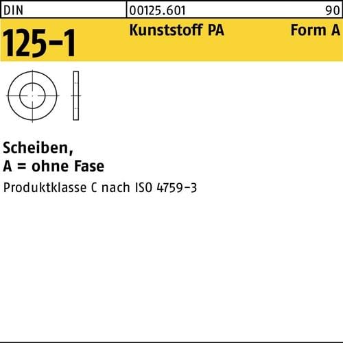 Unterlegscheibe DIN 125-1 A 4,3x 9x0,8 Polyamid 200 Stück
