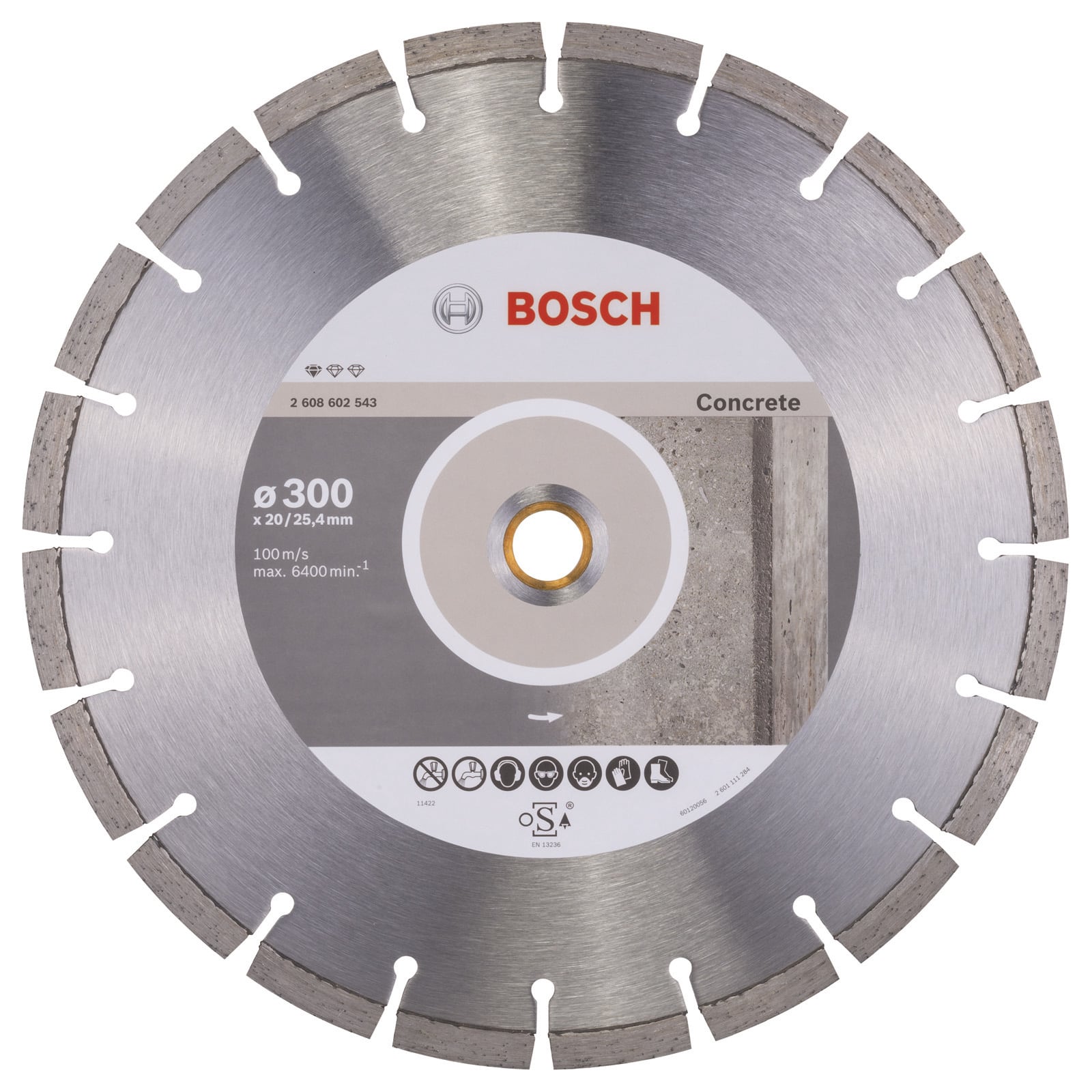 Bosch Diamanttrennscheibe Standard for Concrete, 300 x 20,00+25,40 x 2,8 x 10 mm -2608602543