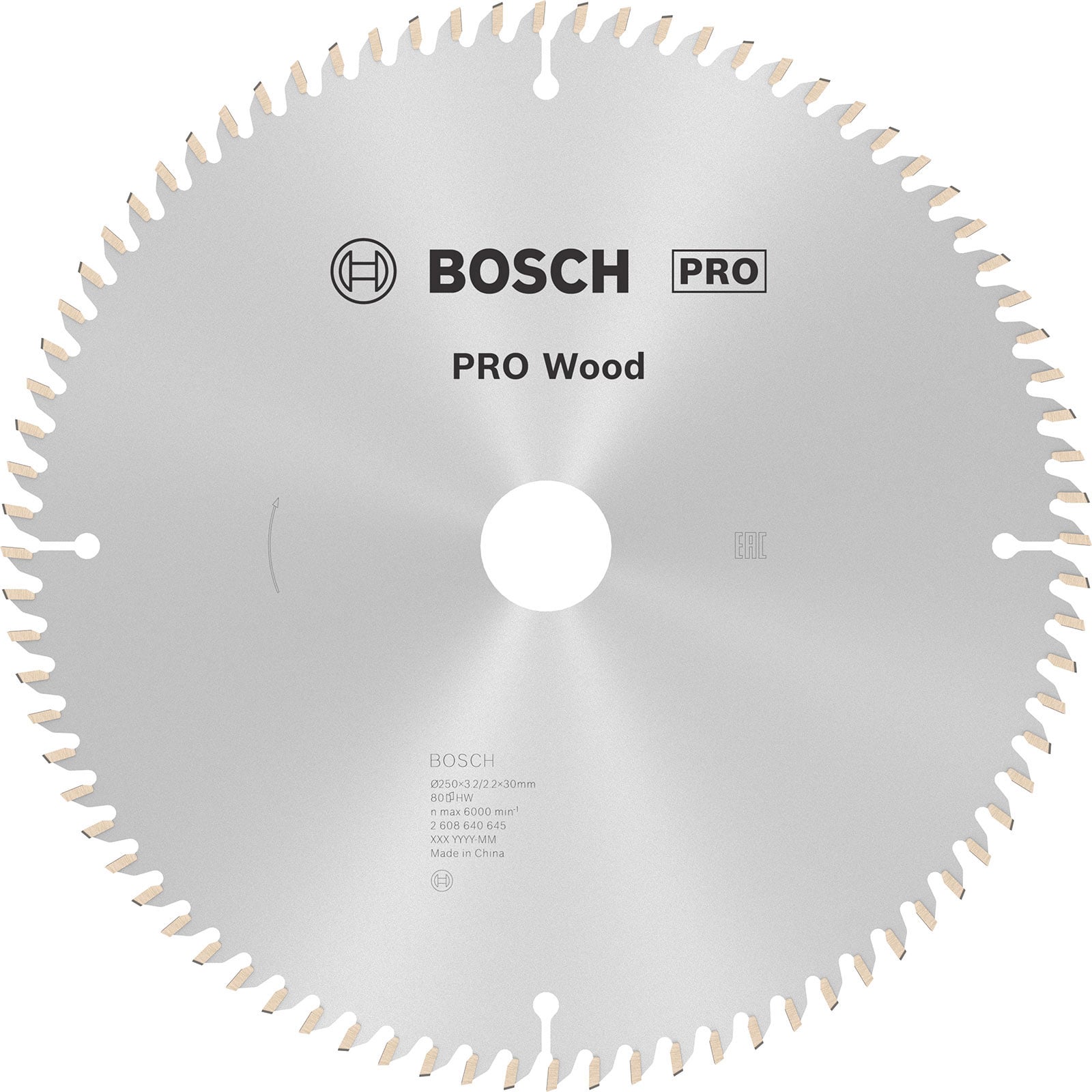 Bosch PRO Wood Kreissägeblatt 250 x 3,2 x 30 mm - 2608640645