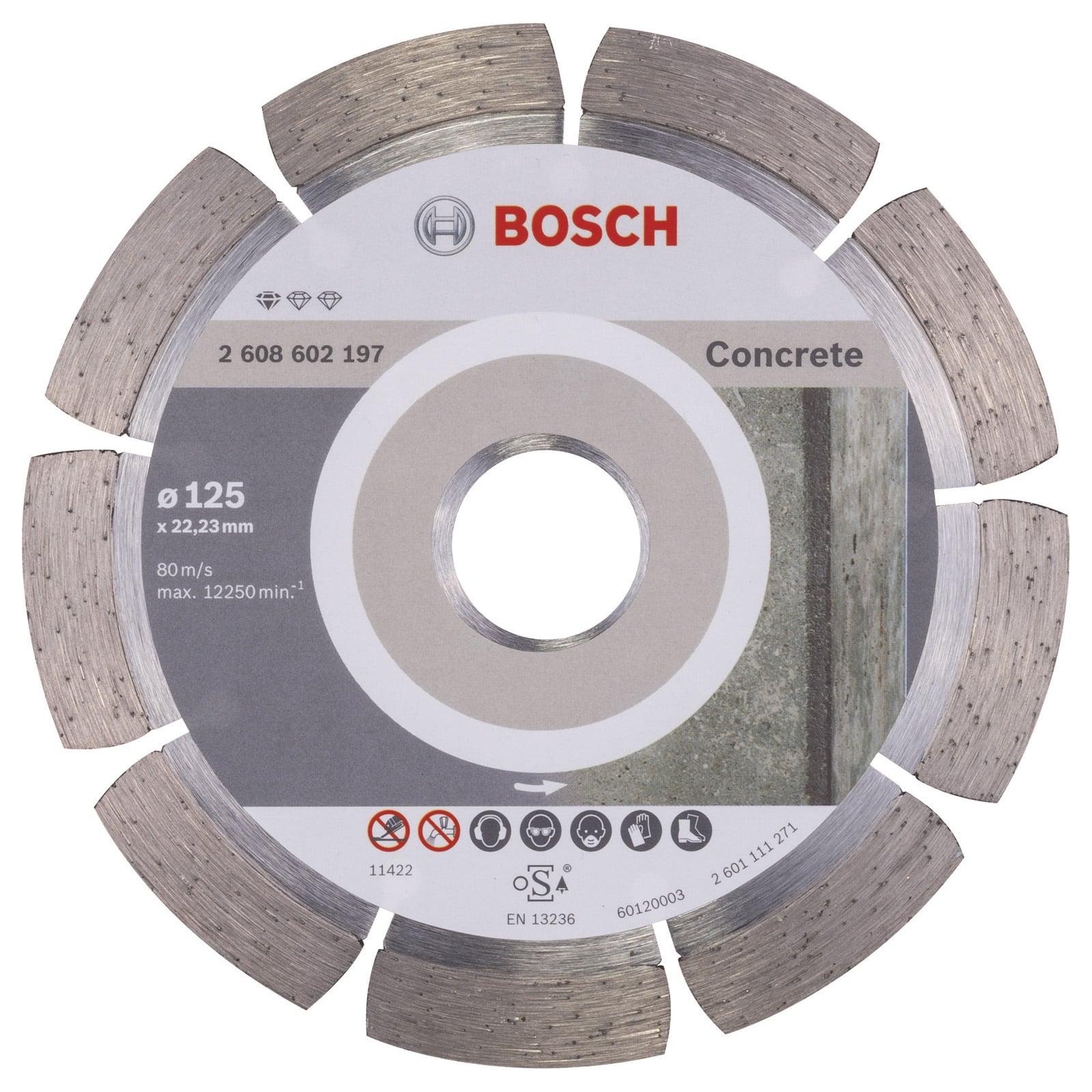 Bosch Diamanttrennscheibe Standard for Concrete 125x22,23x1,6x10 mm 2608602197