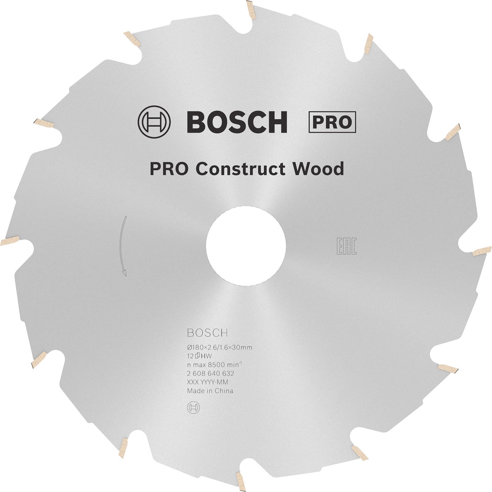 Bosch PRO Construct Wood Kreissägeblatt 180 x 2,6 x 30 mm - 2608640632